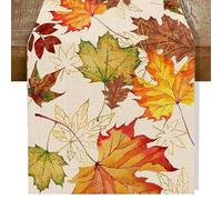 Targonix Autumn Table Runner with Maple Leaf Print, Orange Linen Fall Décor for Thanksgiving & Seasonal Occasions