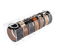 Targum Extra-Wide Belt Organizer for Large Buckles - 7-Compartment Clear Acrylic Belt Holder for Closet, Drawer & Dresser Storage
