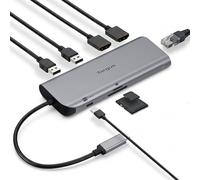 Targus Dual Video Mobile Dock with 140W EPR Power Pass-Through, Dual HDMI 4K@60Hz, USB-C & USB-A 10Gbps, SD/microSD Reader, Gigabit Ethernet, EcoSmart Design DOCK403GL