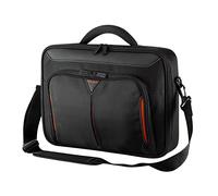 Targus Laptop Bag, Fits Laptops up to 18", Classic Clamshell Design, Re-enforced Case with Shoulder Strap and Padded Handle - Black/Red (CN418EU)