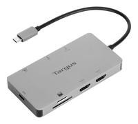 Targus USB-C Docking Station, Dual HDMI 4K Monitor Display Ports, Gigabit Ethernet, Micro SD, 2x USB 3.0 with 100W Power Delivery - Silver (DOCK423EU