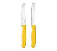 targzier Tomato Knife and Table Knife Set,Stainless Steel Utility Knife,Serrated Kitchen Knives,Tomato Knives for Cutting Vegetables and Fruits,Robust Plastic Handle,Set of 2,Yellow