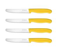 targzier Tomato Knife and Table Knife Set,Stainless Steel Utility Knifes,Serrated Kitchen Knives,Tomato Knives for Cutting Vegetables and Fruits,Robust Plastic Handle,Set of 4,Yellow