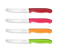 targzier Tomato Knives,Set of 4,Stainless Steel Utility Knifes,Serrated Kitchen Knife,Multicolor Fruit Knives,Tomato Knife&Small Bread Knife,Robust Plastic Handle,Red&Pink&Orange&Green