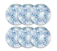 TarHong Abode Homewares Coastal Scallops Dinner Plate, Pure Melamine, Indoor/Outdoor, 10.5-Inch, Set of 6