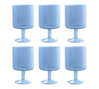 TarHong Essentials Mesa Drinkware, Polypro, Shatterproof, Indoor/Outdoor, Stacking Goblet, Blue, 15-Ounce, Set of 6
