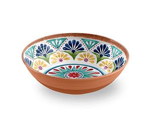 TarHong PAN5122SBMB 1 Piece Rio Medallion Low Serving Bowl Set, Multicolored, Melamine