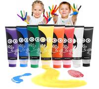 Taricor 8 Colors Finger Paint Sets, Non-Toxic Baby Safe Paint with Sponge, 8x75ml Washable Baby Paints for Kids Handprints, Mess Free Art Supplies for Kids, Preschool Learning Gifts, Ages 1-3 4 5 6+