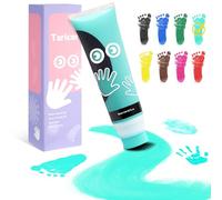 Taricor Baby Footprint Kit, 75ml Baby Handprint with Sponge Attachment, Non-toxic Paw Print Kit for Dogs & Cats, Footprint Paint Set for Newborns Gift,Stamp Kids, Family Keepsake (75ml Mint Green)