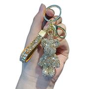 Tarieson Bling Cute Teddy Bear Car Key-chain Accessories Decorations Pendants with Sparkly Rhinestone, Gold, S