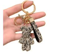 Tarieson Bling Cute Teddy Bear Car Key-chain Accessories Decorations Pendants with Sparkly Rhinestone, Black-white, S
