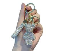 Tarieson Bling Cute Teddy Bear Car Key-chain Accessories Decorations Pendants with Sparkly Rhinestone, Ab-white, S