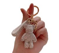 Tarieson Bling Cute Teddy Bear Car Key Ring Keyrings Accessories Decorations Pendants with Sparkly Rhinestone, White, S