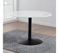 Tarifa Round Dining Table - 4 Seater - 110cm - White Marble and Black