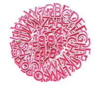 TARIFA UNITED Pink Iron-on Letter Patches, 72 pcs, Alphabet & Numbers, Sew-on or Iron-on, Clothing Patches