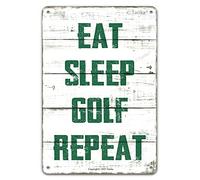 Tarika Eat Sleep Golf Repeat Funny Golf Ball Metal Tin Sign Wall Decor for Golfer Country Club Cave Bar Gift 12X8 Hanging Plaque