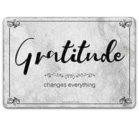 Tarika Gratitude Change Everything Metal Signs, 12" x 8" Wall Hanging Decor Art, Retro Farmhouse Tabletop Block Sign for Mantel Shelf