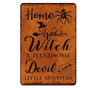 Tarika Halloween Decorations Home Of A Wicked Witch A Handsome Devil And Their Little Monsters Vintage Tin Sign Home Wall Decor Art Painting Poster Indoor Outdoor 12X8 Inch Metal Plaque