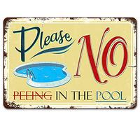 Tarika Vintage Swimming Pool Tin Sign, Please No Peeing in The Pool, Metal 8x12 Inch Retro Wall Decor for Home Kitchen Seaside Swim Pool Outdoor Fence Wall Decor
