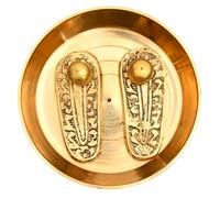 Tarini Gallery Brass Charan Plate set for Pooja Ghar Home Temple Mandir Traditional Religious Auspicious Pital Puja Items Décor Decoration and Gifting (Charan)