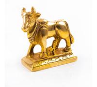Tarini Gallery Brass Cow Pooja Murti Idol Statue God Spiritual Lord Sculpture Indian Religious Antique Statue Décor for Home Temple Puja Decoration Festivals Diwali Grah Pravesh and Gifting (Cow)