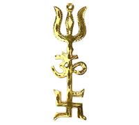 Tarini Gallery Brass Trishakti Yantra Wall Hanging Spiritual Religious Hanging for Home Office Main Door Entrance Pooja Room Temple Décor Decoration and Gifting (Trishakti Yantra-8")