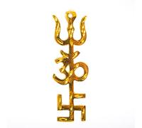 Tarini Gallery Brass Wall Hanging Spiritual Wall Décor for Home Office Main Door Entrance Pooja Room Temple Decoration and Gifting (Trishakti Yantra-4")