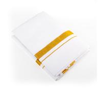 Tarini Gallery Cotton Dhoti Vesti Mundu Single Layer with Golden Border for Religious Occasion Wedding New Year Temple Puja Rituals Housewarming and Gifting(White 4 Meters)