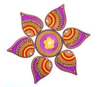 Tarini Gallery Floor Rangoli Acrylic Handcrafted Indian Traditional Home Décor for Diwali Festival Wedding Party Wall Interior Decoration and Gifting Size-9" (Purple)