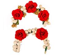 Tarini Gallery Gajra Artificial Flower Hair Bun Accessories Indian Handmade Hair Ornament for Women Partywear Marriage Mehndi Festival Gifting (Mogra and Rose Gajra -Set of 2)