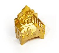 Tarini Gallery Golden Brass Laddu Gopal Singhasan Throne Pital Asan Temple for God Idol Statue (Design-2)