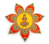 Tarini Gallery Handcrafted Designer Colorful Acrylic Rangoli for Home Temple Floor Interior Decor Decoration for Party Function Festival and Gifting Size- 12" (Orange Design)