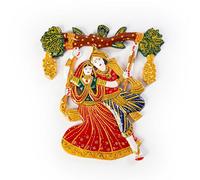 Tarini Gallery Minakari Colorful Statue God Sculpture Handcrafted Religious Murti Idol for Temple Home Office Decoration and Gifting (Radha Krishna on Swing)