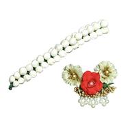 Tarini Gallery Mogra Gajra and Golden Beads Flowers Combo Artificial flower Hair Bun accessories Indian Handmade Hair Ornament for Women Partywear Marriage Mehndi Festival Gifting