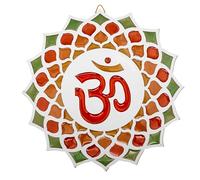 Tarini Gallery Om Wooden Design Handcrafted Sculpture Wall Hanging Decorative Showpiece for Home Office Temple Yoga Meditation Décor and Gifting (Coloured Om)