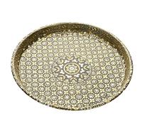 Tarini Gallery Pooja Thali Minakari Decorated Steel Plate Platter for Home Temple Rituals Festivals Pooja Aarti Wedding and Gifting (Size-11) (Design-1)