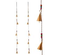 Tarini Gallery Rustic Vintage Bell Set - 5 Handmade Bells with Beads, Antique Golden, 1" (Pack of 2), Wind Chime