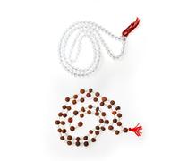 Tarini Gallery Set of 2 Crystal Mala and Crystal Rudraksh Mala 108 Beads Meditation & Japa Mala for Prayer Poja and Gifting (Crystal Mala Set of 2)