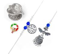 Tarini Gallery Set of 2 Rakhi and Lumba for Brother Bhaiya Bhabhi Raksha Bandhan Gift Rakhi Thread in Gift Pack (Silver)