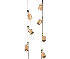 Tarini Gallery Set of 2 Rustic Vintage bell for Home decor Wall decoration Garden - 5 handmade bells in a string with beads. Wind Chime Bell Chime Cow Cat Cattle bells Gifting, Set of 2 - 5 Bells