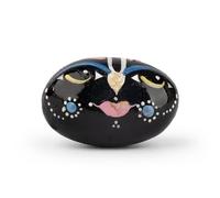 Tarini Gallery Shaligram Stone Natural Black Shiva Small Hand Painted Religious Stone Shila for Divine Blessings Pooja Temple Size 2 inches Approx. (Colored Shaligram)