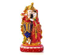 Tarini Gallery Wooden Colorful Radha-Krishna Statue God Sculpture Handcrafted Religious Murti Idol for Temple Home Office Decoration and Gifting (Minakari Radha Krishna)