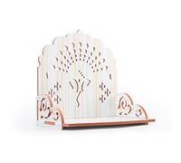 Tarini Gallery Wooden Wall Mounted Hanging Table top Temple Pooja Mandir God Stand Shelf for Storage and Idols Decoration for Home Office and Gifting (White Ganesh)