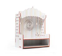 Tarini Gallery Wooden Wall Mounted Hanging Table top Temple Pooja Mandir God Stand Shelf for Storage and Idols Decoration for Home Office and Gifting (White Om and Diya Design)