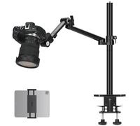 TARION Camera Arm Desk Mount: Heavy Duty DSLR Desktop Mount Camera Stand with Tablet Holder Double C Clamp 1/4 3/8 Screw Adapter Articulating Arm for Selfie Streaming Videography TitanRig Lite Z