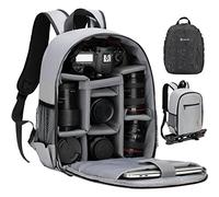 TARION Camera Backpack Waterproof Case Bag with Laptop Compartment and Rain Cover for DSLR SLR Camera Lens Flash Accessories (Grey)