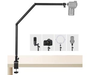 TARION Camera Desk Mount Stand - Overhead Camera Articulating Arm Adjustable Heavy Duty Tabletop DSLR Stand with 1/4" Screw Ballhead C Clamp for Photography Videography Live Streaming TKB01