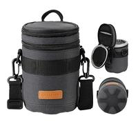 TARION Camera Lens Bag Case - Hard Case Camera Lens Pouch Padded Camera Lens Bag Shockproof Lens Carrying Case with Shoulder Strap for DSLR SLR Lens Camera Lens Storage Bag Black Size HLB-L 12x18.5cm