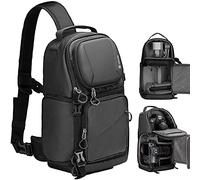 TARION Camera Sling Bag, Waterproof Camera Travel Bag Photography Backpack Camera Shoulder Bag with Rain Cover for DSLR SLR Cameras Lens(TR-S, Black)