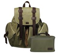 TARION Canvas Camera Backpack Small: Everyday Rucksack with Detachable Camera Insert Drawstring Camera Bag for Women Men Photographers Travel Street Photography Vintage Lightweight Green Michael